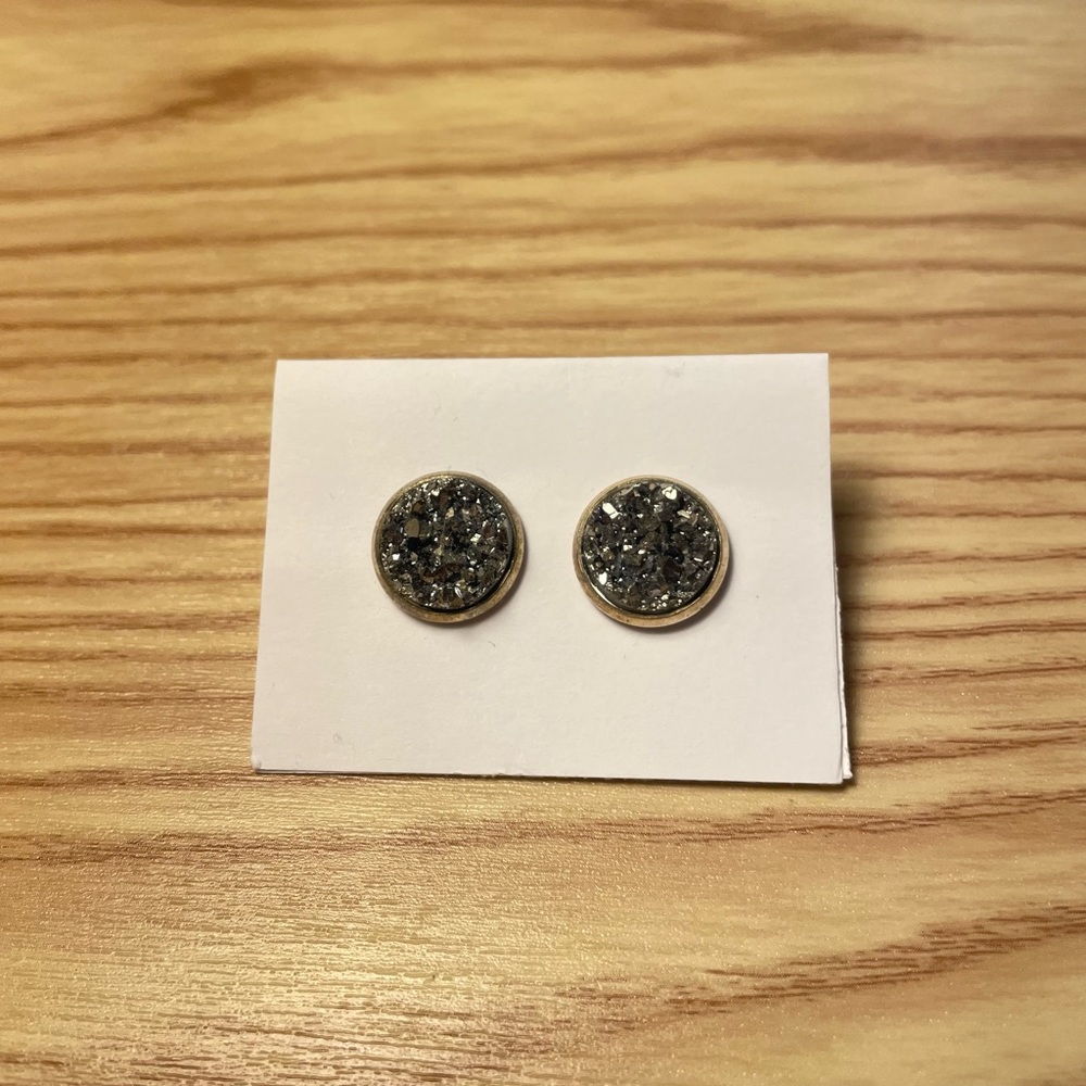 Shiny Graphite/Geode-Looking Earrings